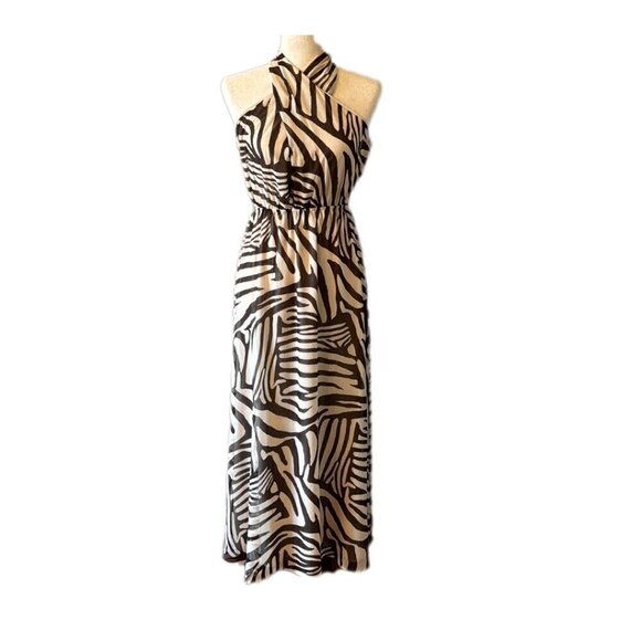 Express Women's Size Small Neutral Animal Print Maxi Dress - Picture 1 of 14